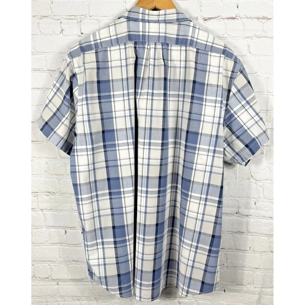 Old Navy Shirt Men's 2XL Blue Plaid Button Up Short Sleeve Regular Fit‎ Shirt